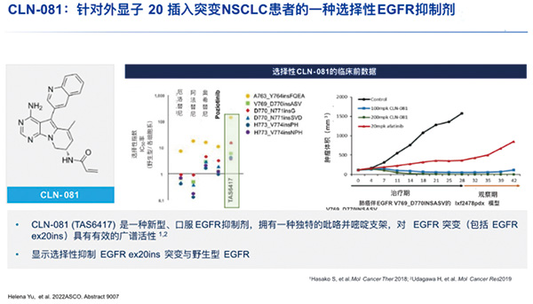 EGFR外顯子20插入突變NSCLC EGFR抑制劑CLN-081彰顯療效